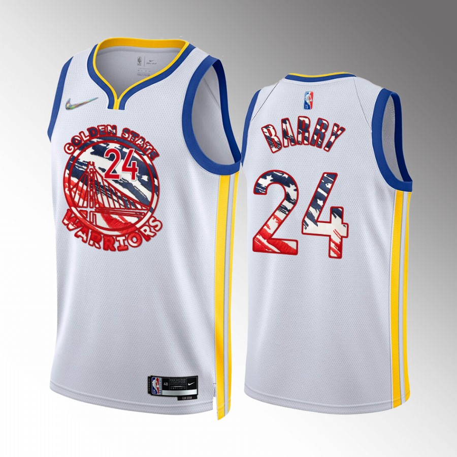 Rick Barry 2022 Independence Day Golden State Warriors #24 White Jersey America