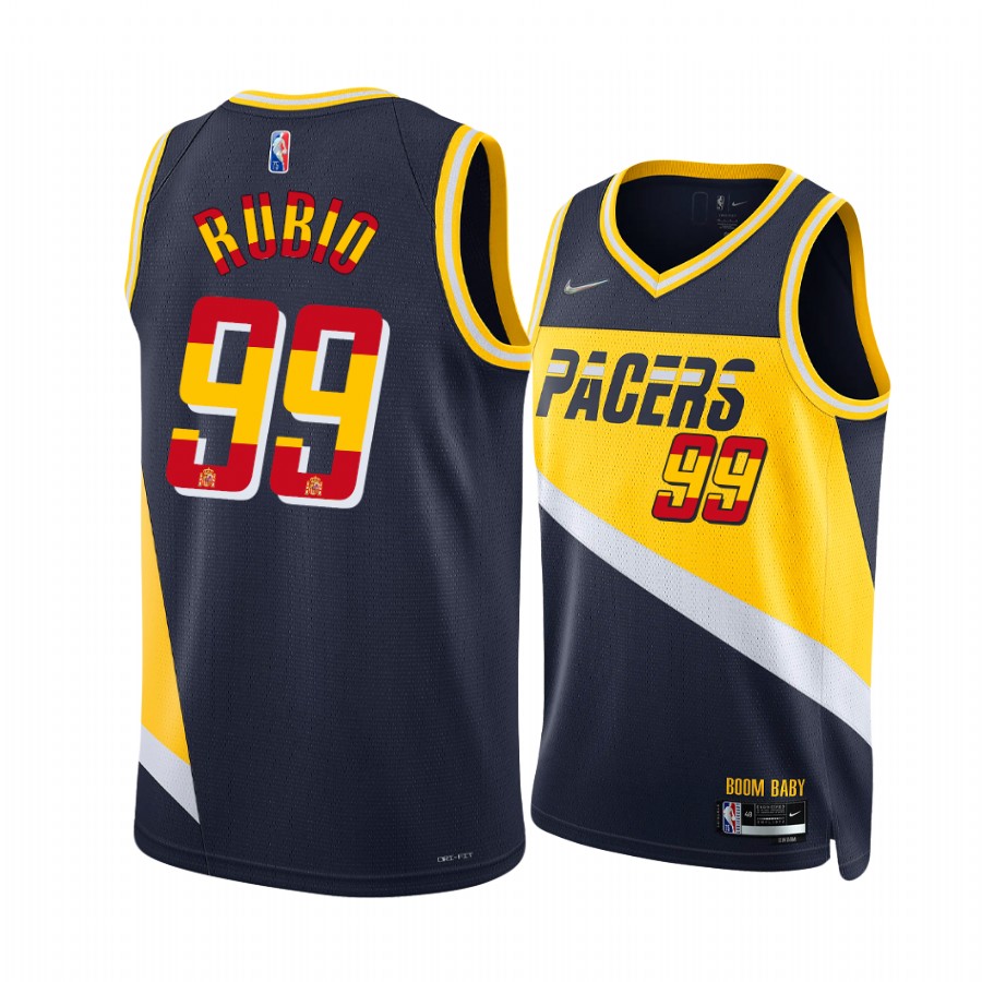 Ricky Rubio Spain Flag Edition Indiana Pacers #99 Navy Jersey Special