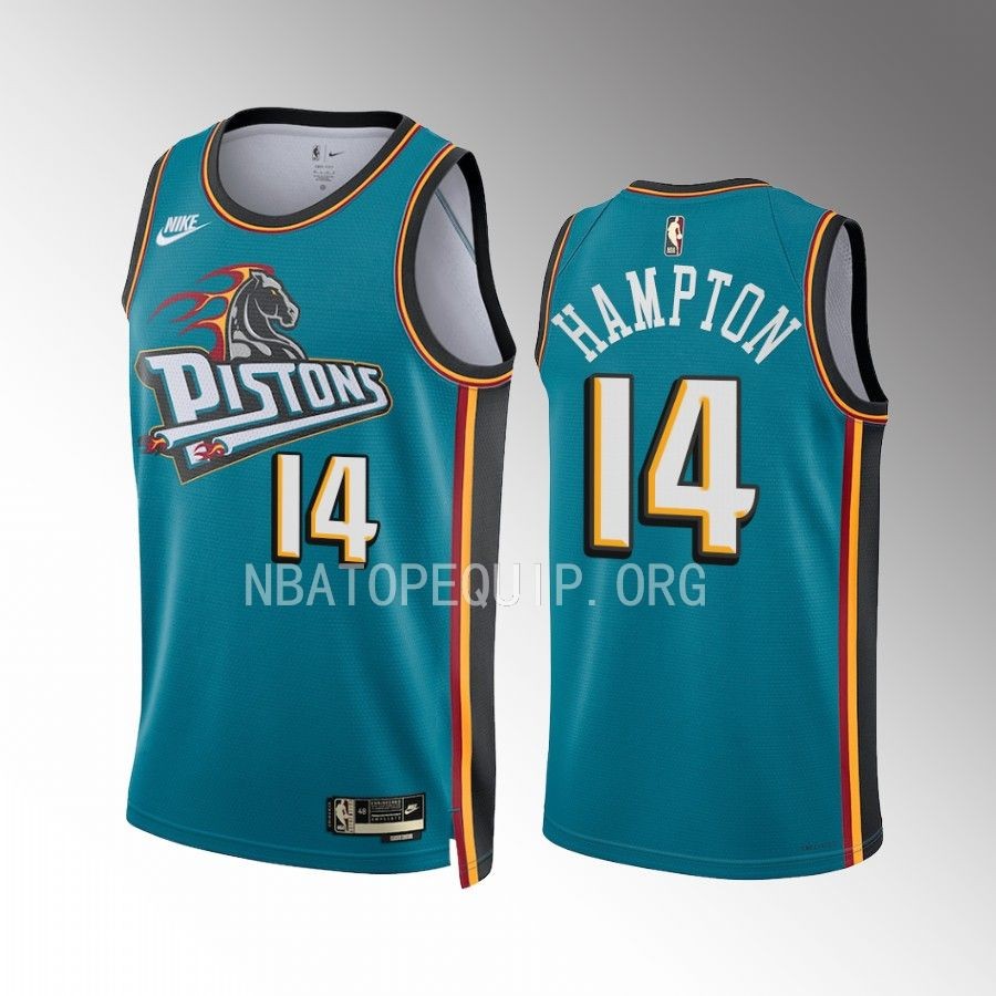 RJ Hampton 2022-23 Detroit Pistons Teal #14 Classic Edition Jersey Swingman