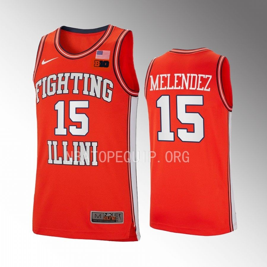 RJ Melendez Illinois Fighting Illini Orange Jersey 2022-23 Retro