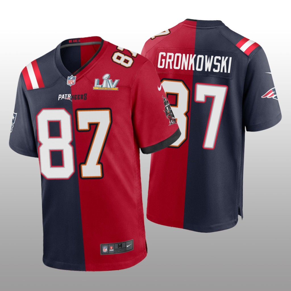 Rob Gronkowski Navy Red Split Game Super Bowl LV - Men's