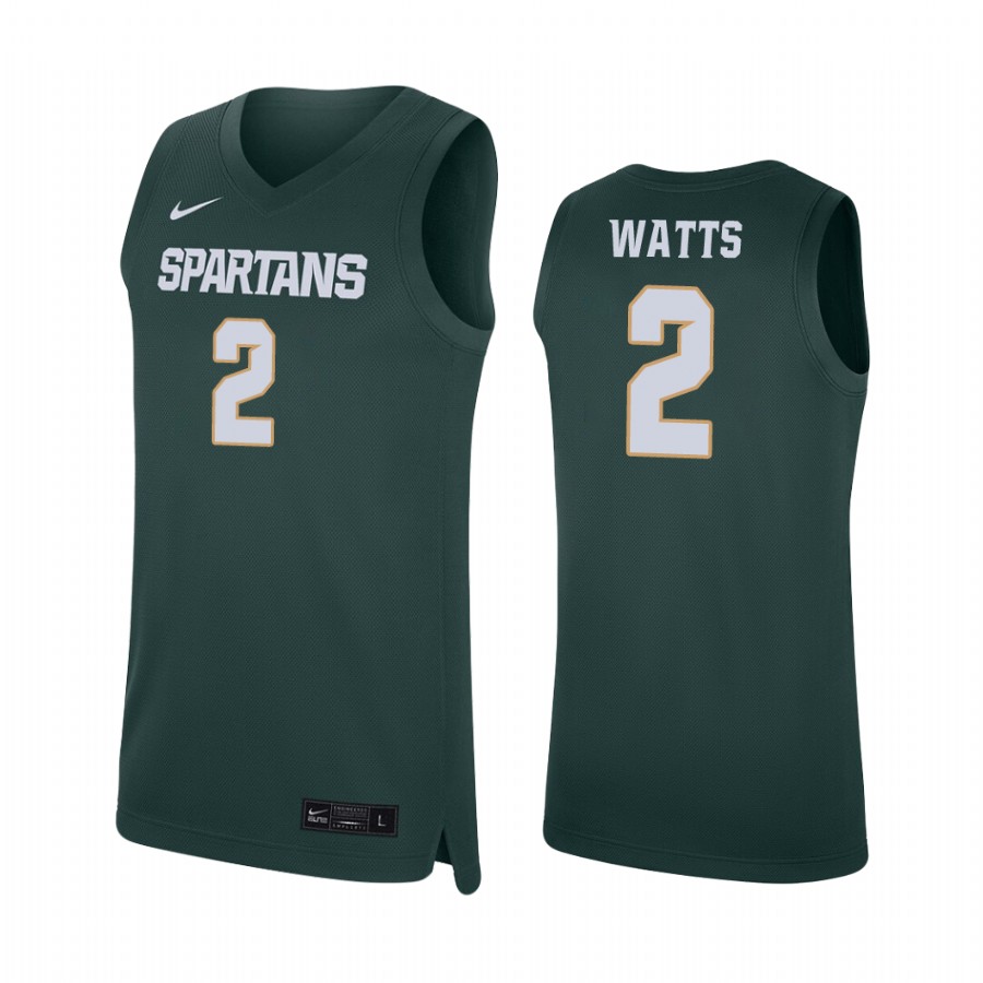 Rocket Watts Michigan State Spartans #2  College  Jersey - Green