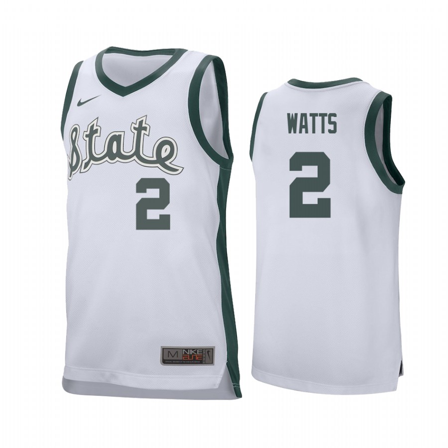 Rocket Watts Michigan State Spartans #2 Retro  College  Jersey - White