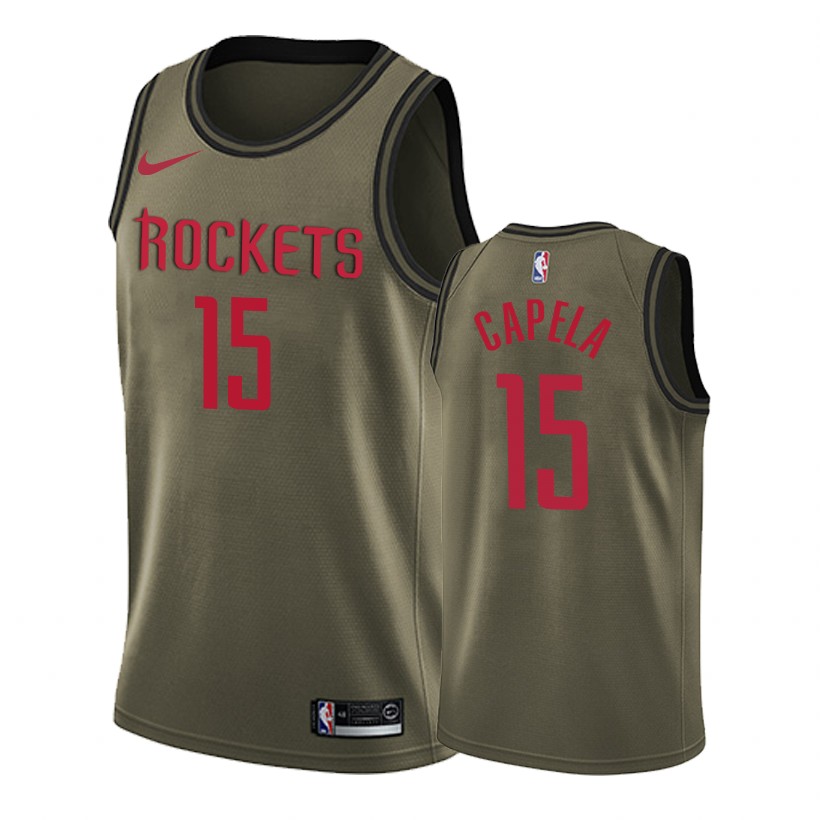 Rockets Male Clint Capela #15 Salute to Service Camo Green Jersey