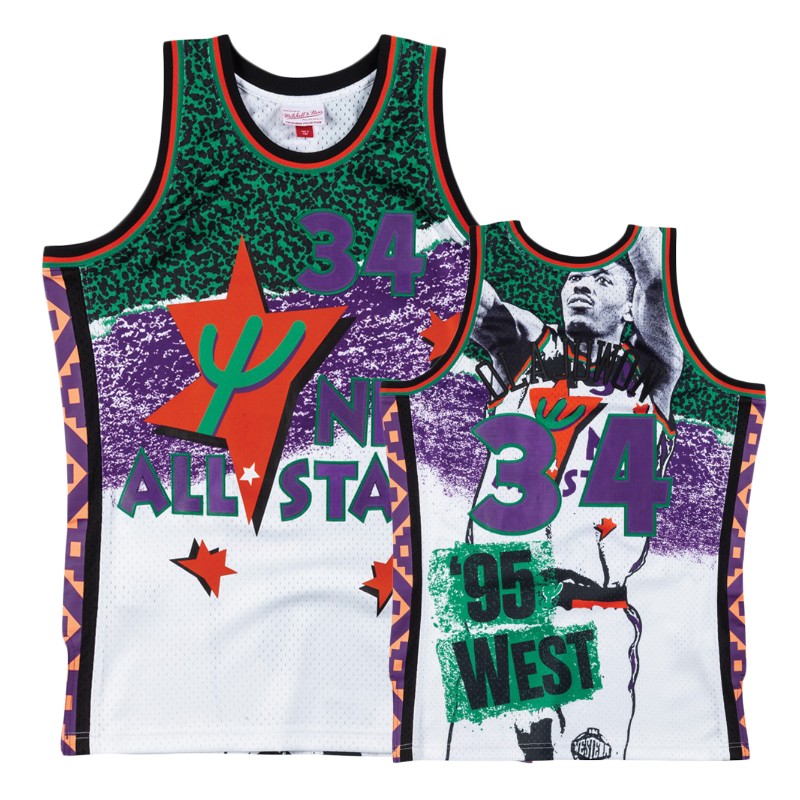 Rockets Men's Hakeem Olajuwon #34 All-Star Image Jersey - White