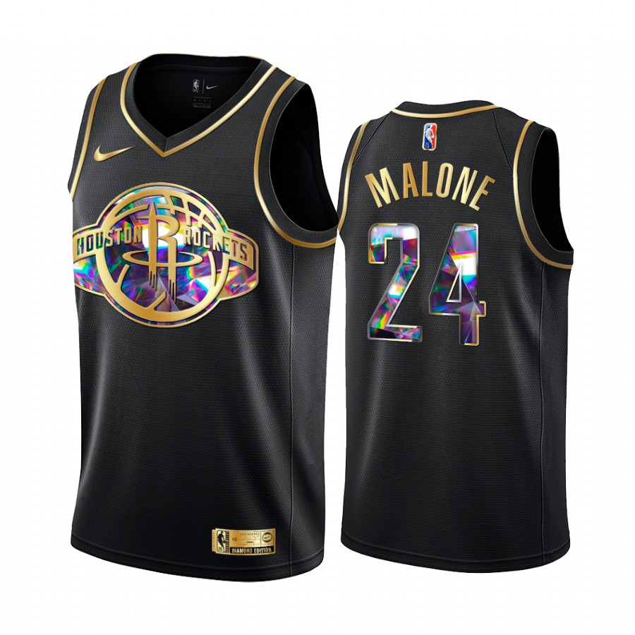 Rockets Moses Malone NBA 75th Anniversary Team Jersey Black Diamond Edition