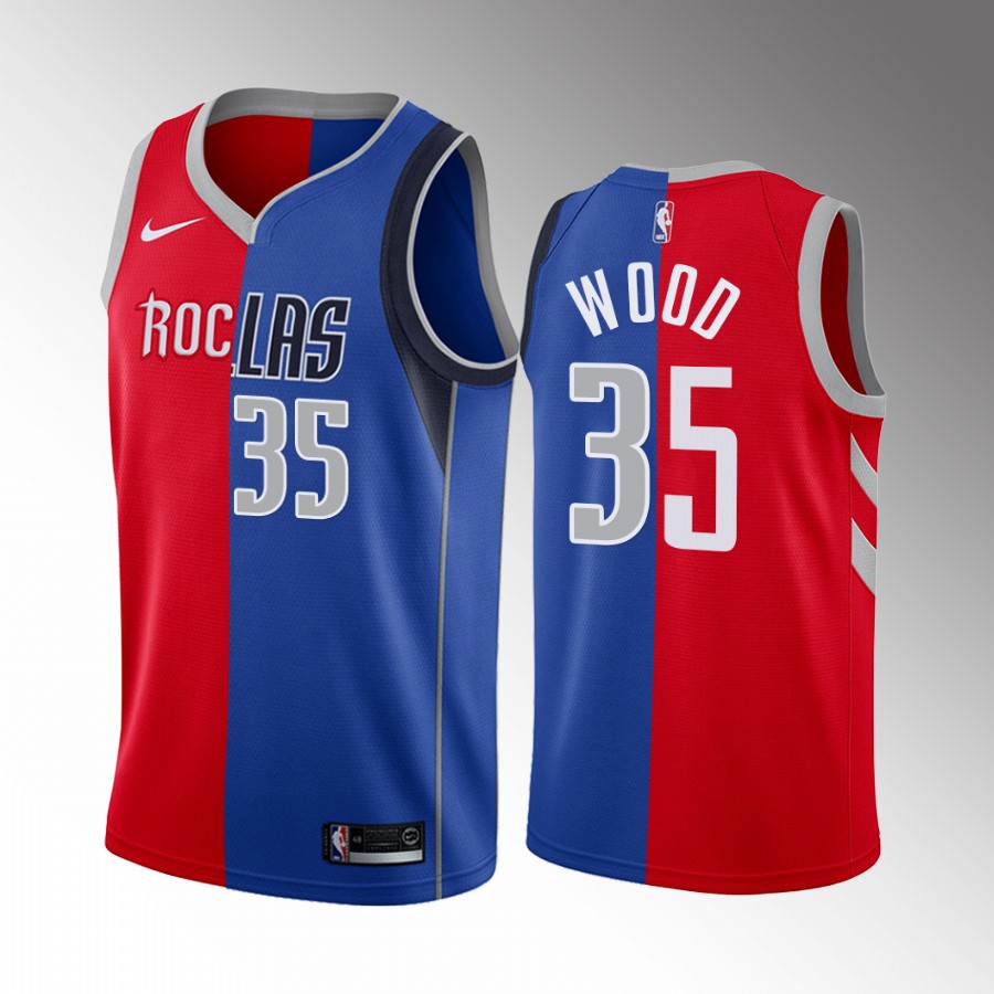 Rockets x Mavericks Christian Wood Split Edition Red Blue Jersey