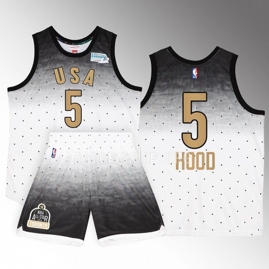 Rodney Hood All-Star USA Jersey 2016 NBA Rising Stars White #5 Shorts Set