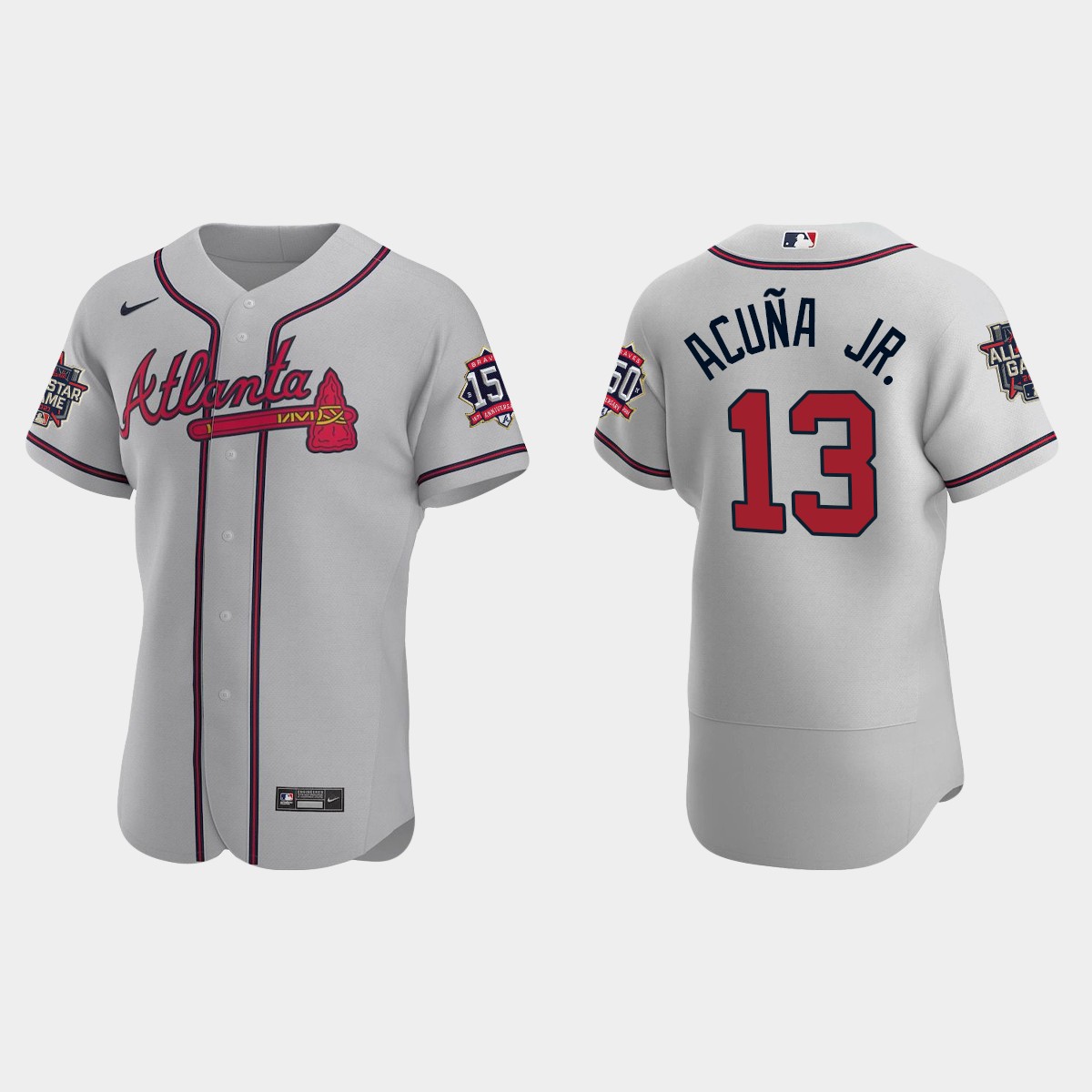 Ronald Acuna Jr. #13 Atlanta Braves Road 2021 MLB All-Star Jersey - Gray