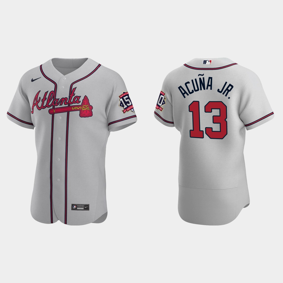 Ronald Acuna Jr. Atlanta Braves 150th Anniversary World Series Jersey - Gray