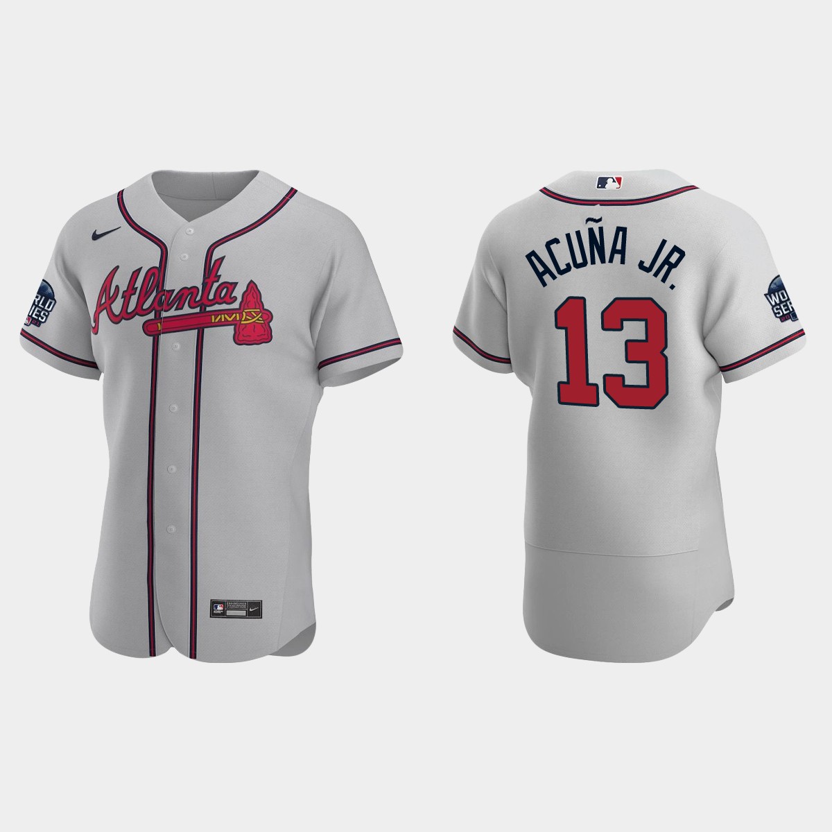 Ronald Acuna Jr. Atlanta Braves 2021 World Series Jersey - Gray