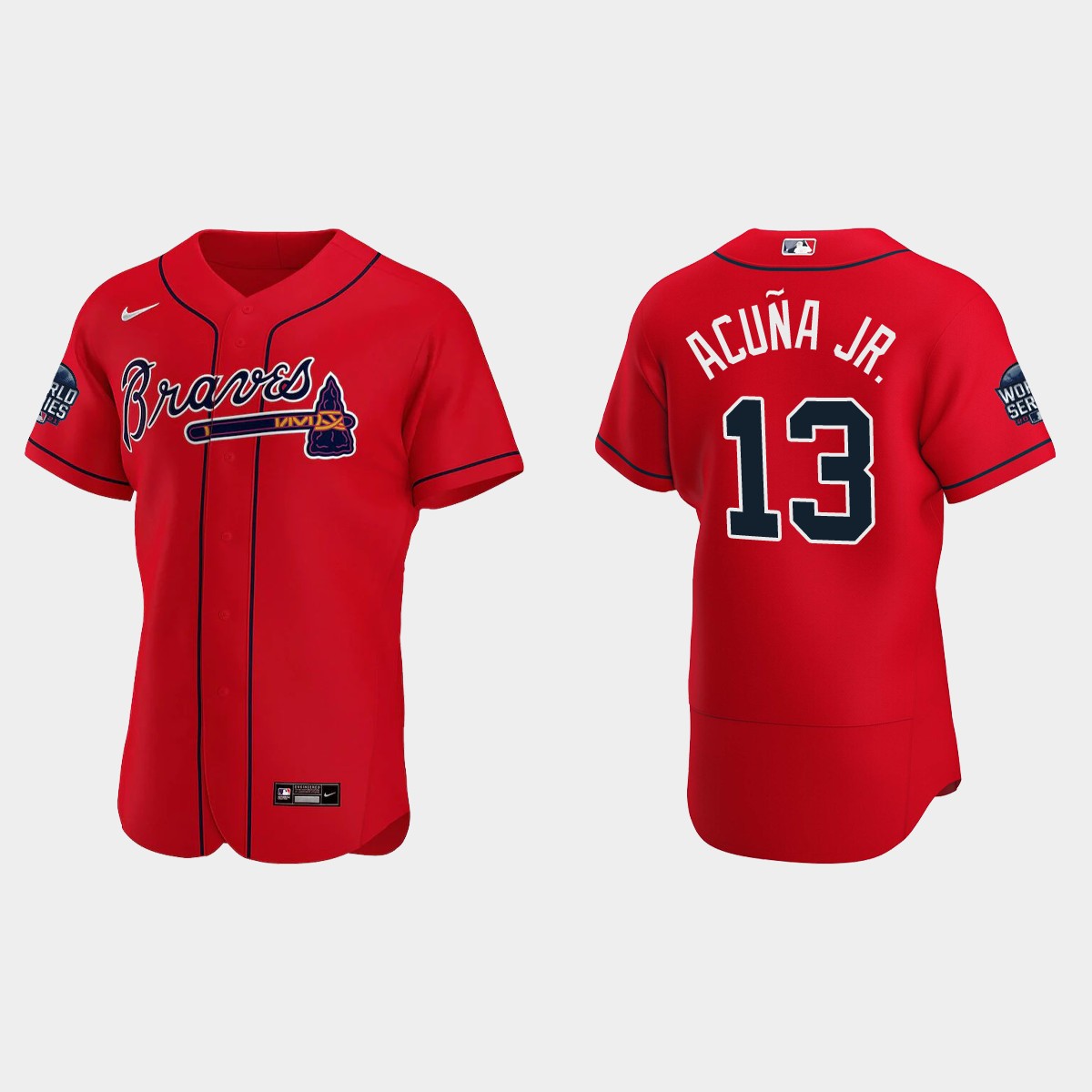 Ronald Acuna Jr. Atlanta Braves 2021 World Series Jersey - Red