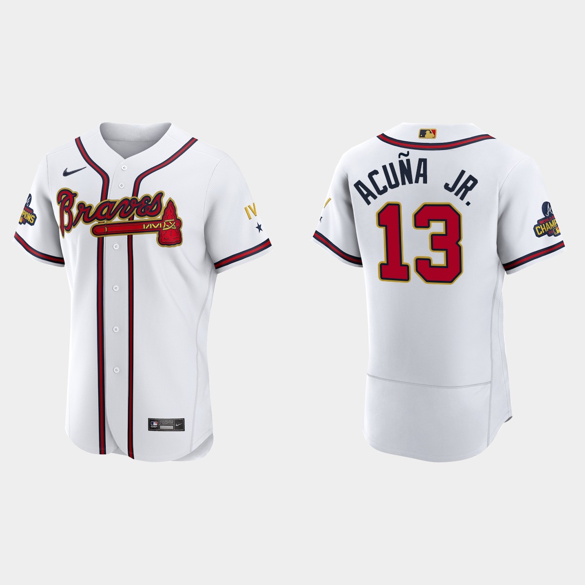 Ronald Acuna Jr. Atlanta Braves 2022 Gold Program White Jersey