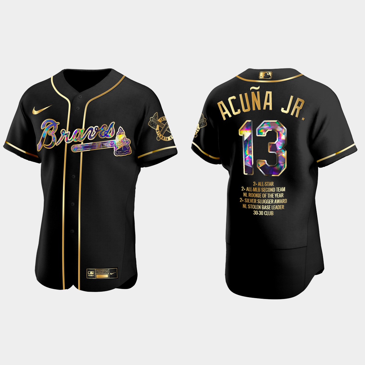 Ronald Acuna Jr. Atlanta Braves Career Highlights Diamond Jersey - Black