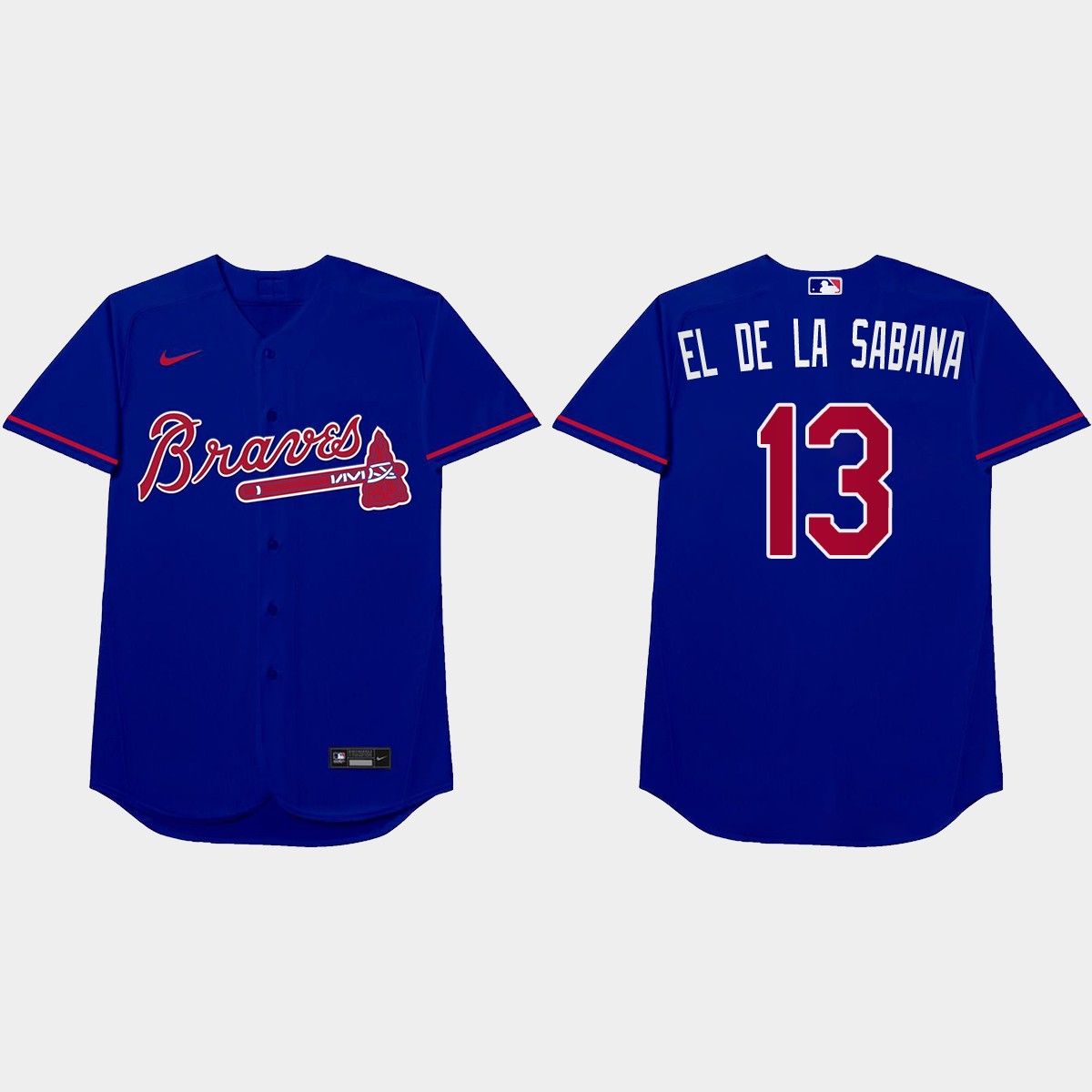 Ronald Acuna Jr. Nickname Braves 2021 Players' Weekend El De La Sabana Jersey - Royal
