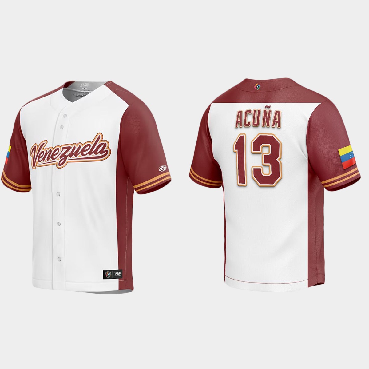 Ronald Acuna Jr. Venezuela  2023 World  Classic Jersey - White Burgundy