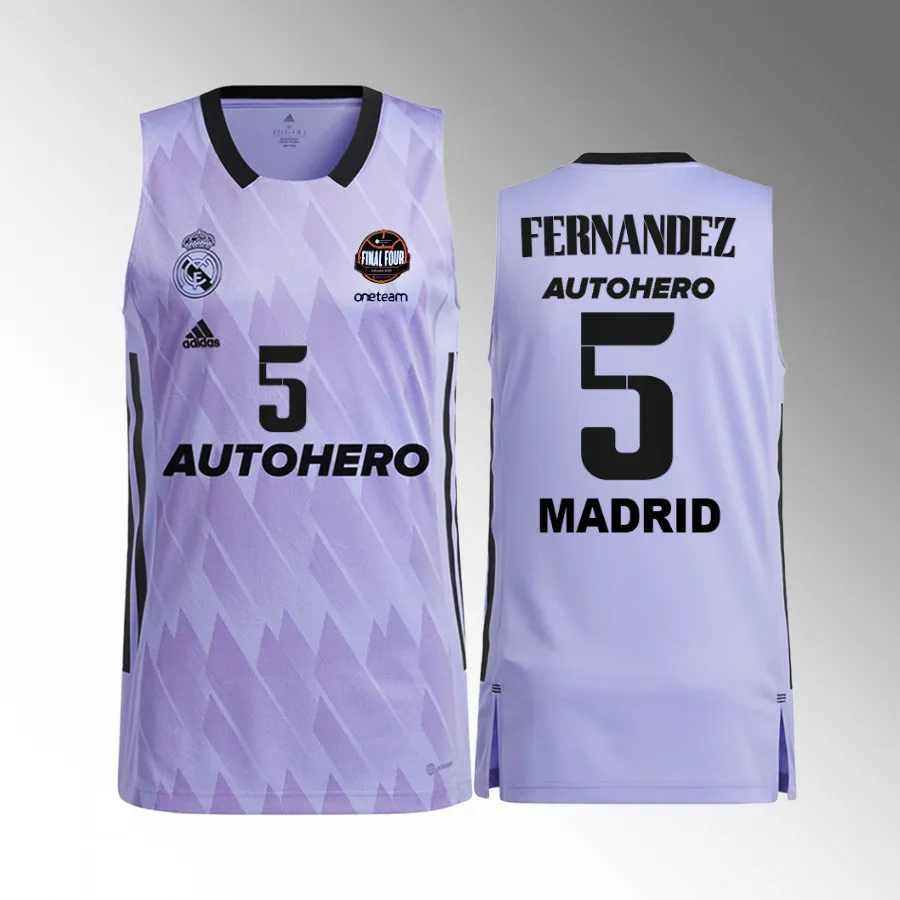 Rudy Fernandez 11th Euroleague Champions Real Madrid  #5 Purple Jersey Away Shirt