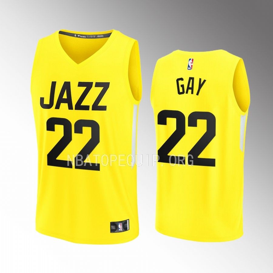 Rudy Gay Jazz #22 Yellow Jersey Fast Break Fastbreak 2022-23 Icon Edition