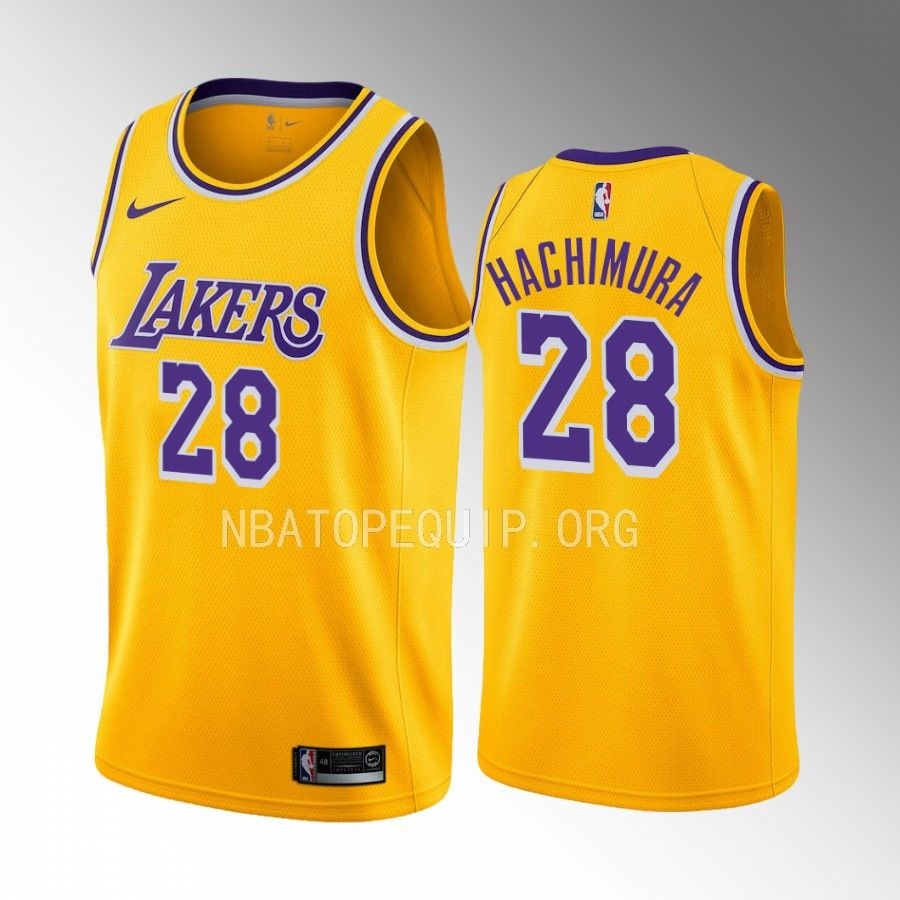 Rui Hachimura Los Angeles Lakers Gold #28 Icon Edition Jersey