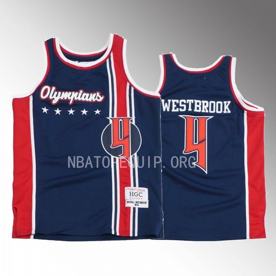 Russell Westbrook Olympians Jersey High School Navy #4 Classics Embroidered