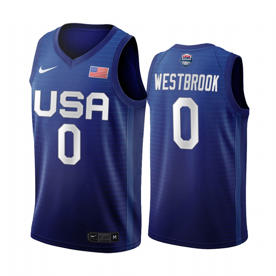 Russell Westbrook USA Men's National Team #0 Navy 2020 Tokyo Olympics Houston Rockets Jersey