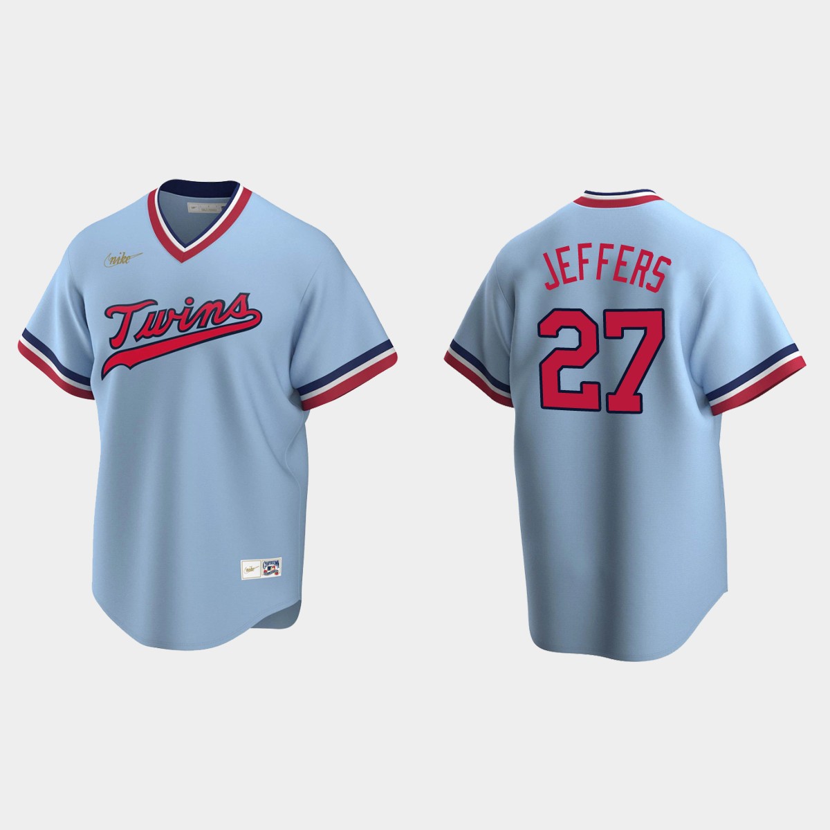 Ryan Jeffers #27 Minnesota Twins Cooperstown Collection Road Jersey - Light Blue