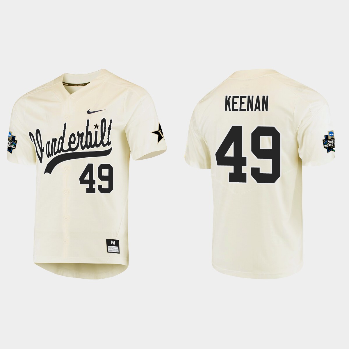 Ryan Keenan Vanderbilt Commodores College World Series  Jersey - Cream