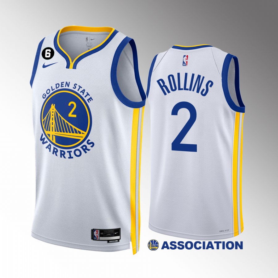 Ryan Rollins 2022-23 Golden State Warriors White #2 Association Edition Jersey NO.6 Patch
