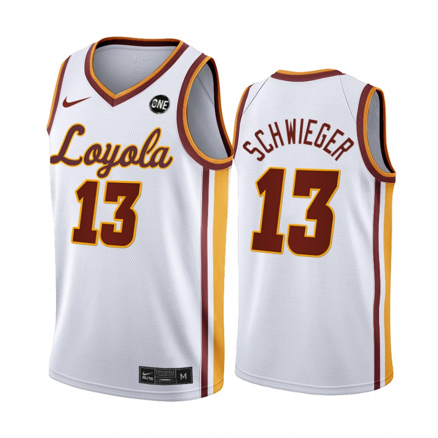 Ryan Schwieger Loyola Ramblers White Jersey 2022 MVC Championship College