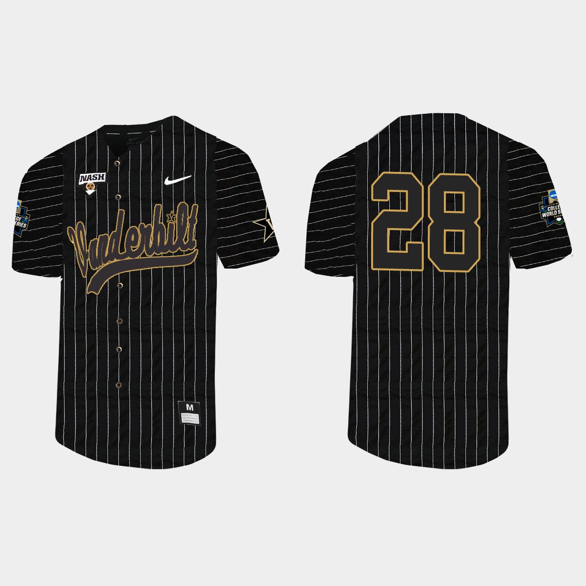 Ryan Stefiuk Vanderbilt Commodores 2021 College World Series Pinstripe  Jersey - Black
