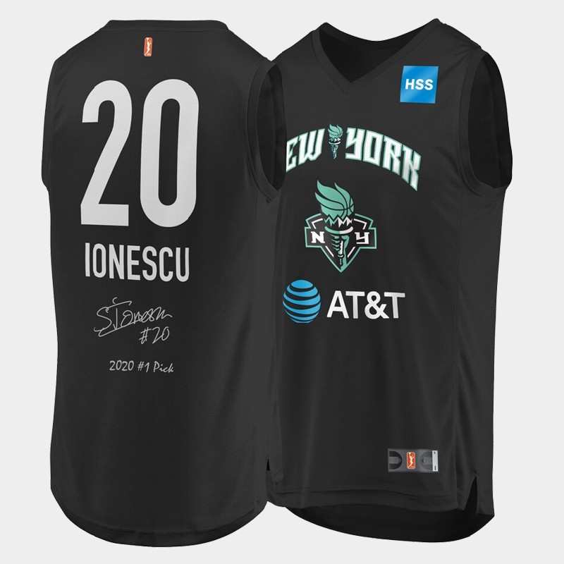 Sabrina Ionescu WNBA 2020 WNBA First Pick Inscription Men Black Jersey