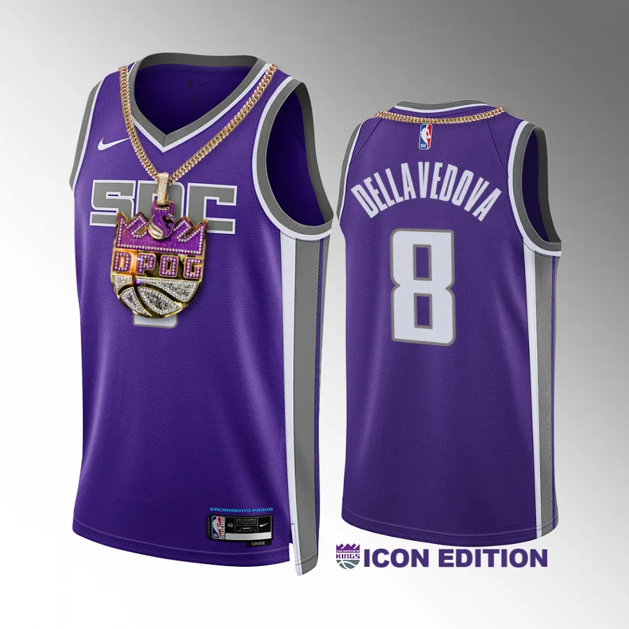 Sacramento Kings 2023 DPOG Matthew Dellavedova Purple #8 Jersey  Chain