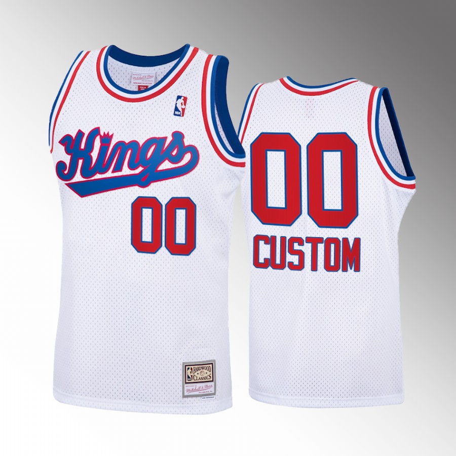 Sacramento Kings Custom White Hardwood Classics Men Jersey Throwback 70s