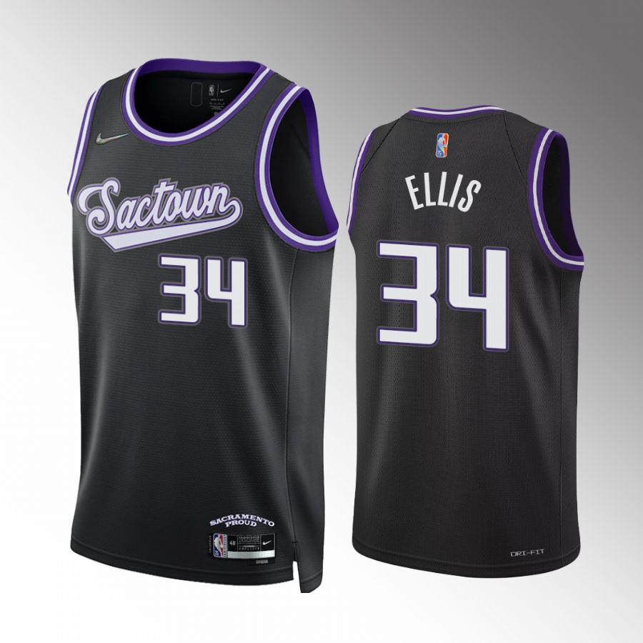 Sacramento Kings Keon Ellis #34 City Edition Black Jersey Diamond Badge