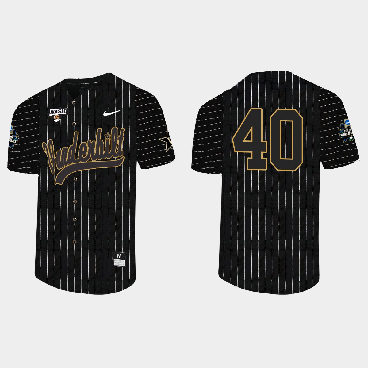 Sam Hliboki Vanderbilt Commodores 2021 College World Series Pinstripe  Jersey - Black