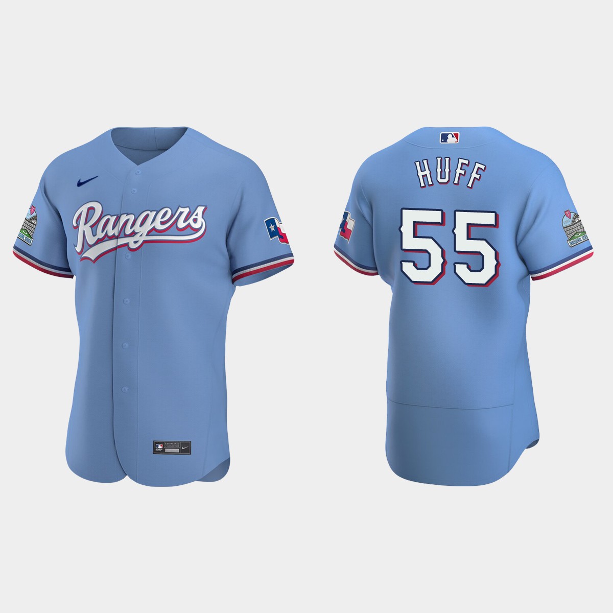 Sam Huff #55 Texas Rangers Alternate Jersey - Light Blue