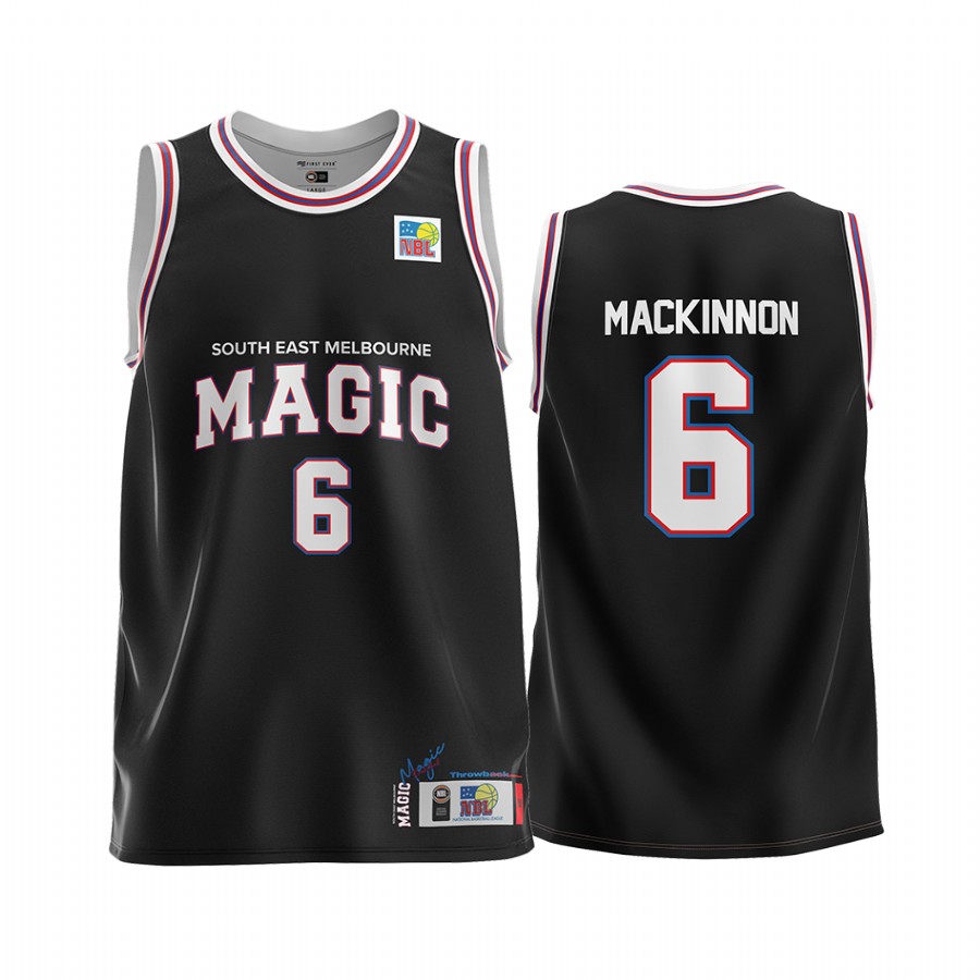 Sam Mackinnon 1994 Throwback S.E. Melbourne Magic Black Jersey 2x NBL Champion