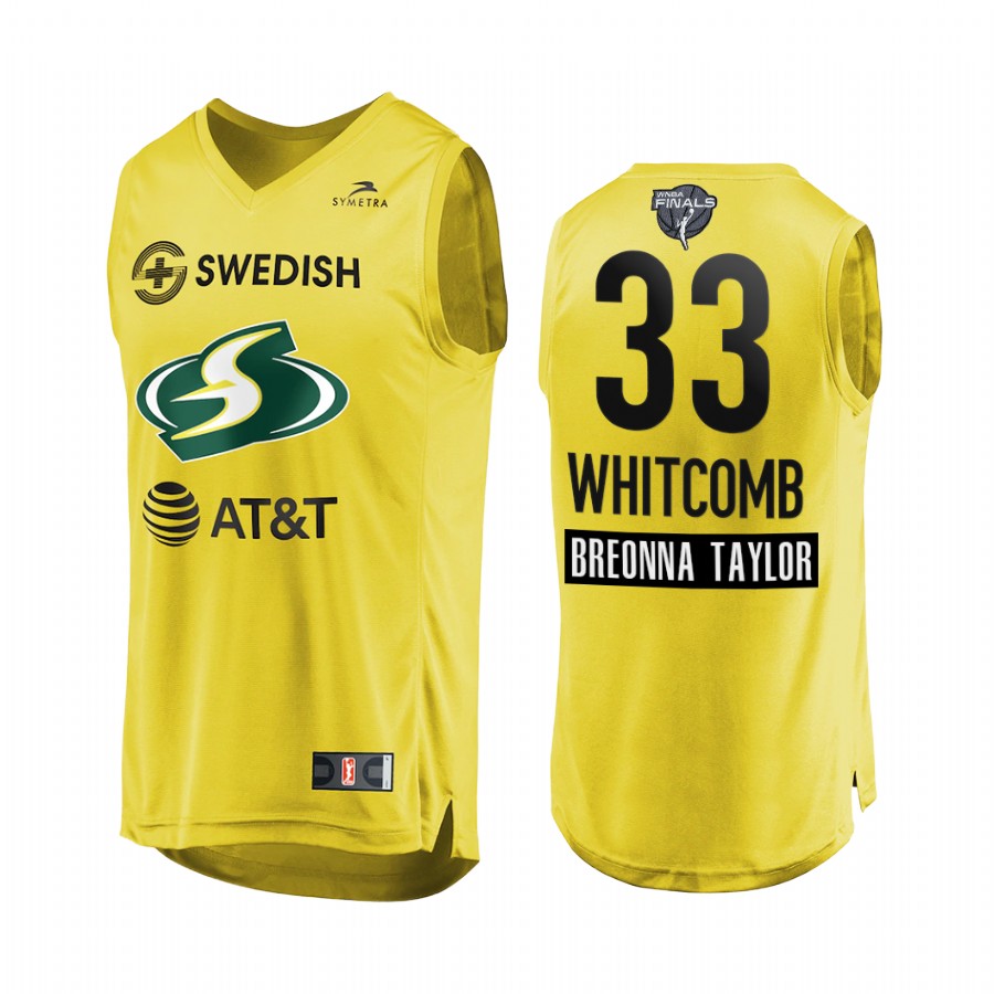 Sami Whitcomb WNBA 2020 WNBA Finals Bound Breonna Taylor Patch Men Yellow Jersey