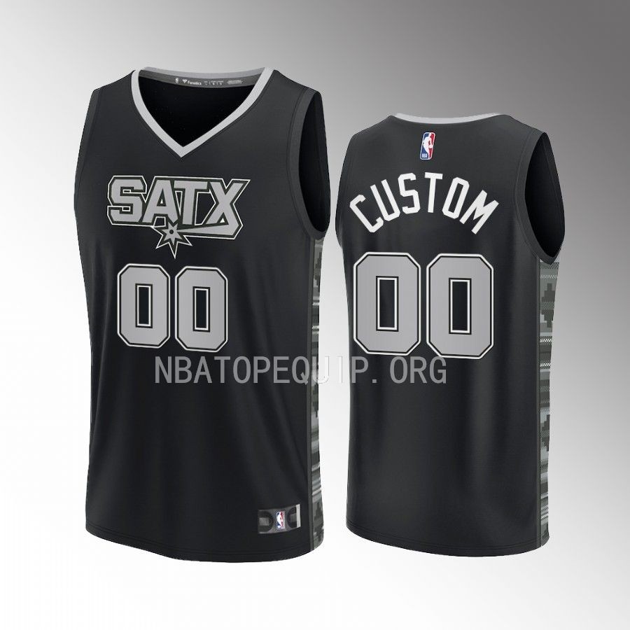 San Antonio Spurs #00 custom Statement Edition Jersey 2022-23 Fast Break  Black