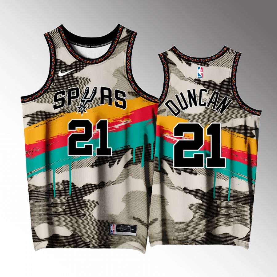 San Antonio Spurs #21 Tim Duncan Fiesta Camo Jersey Exclusive Edition
