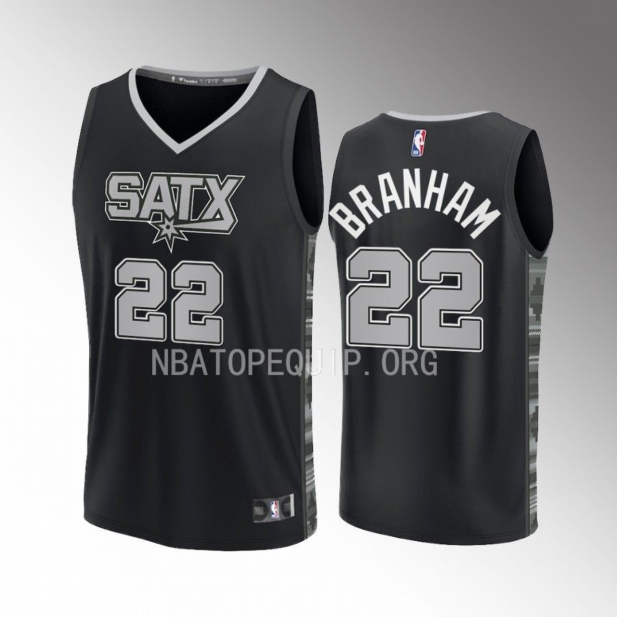 San Antonio Spurs #22 Malaki Branham Statement Edition Jersey 2022-23 Fast Break  Black