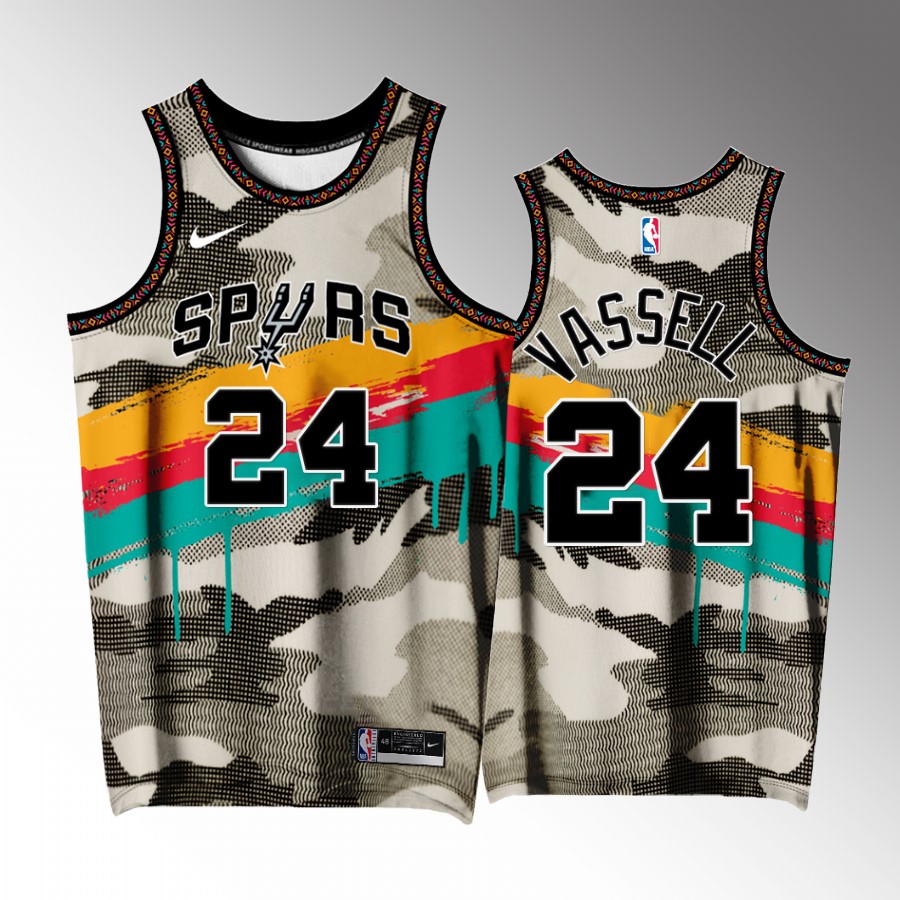 San Antonio Spurs #24 Devin Vassell Fiesta Camo Jersey Exclusive Edition
