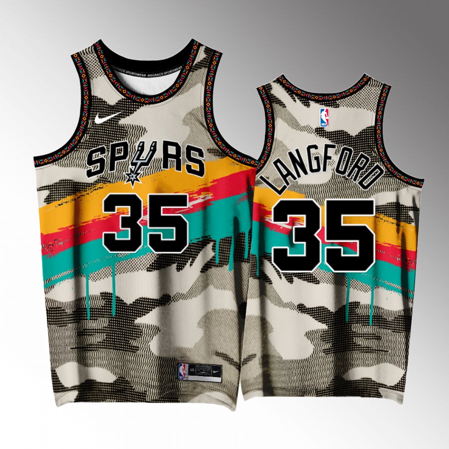 San Antonio Spurs #35 Romeo Langford Fiesta Camo Jersey Exclusive Edition