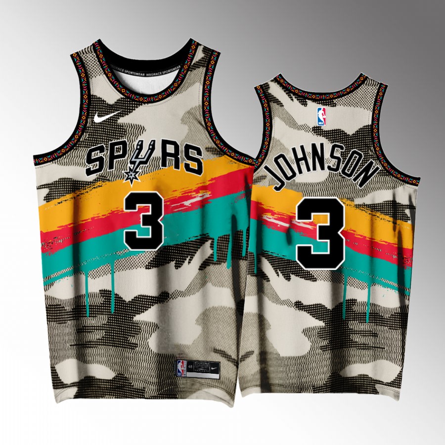 San Antonio Spurs #3 Keldon Johnson Fiesta Camo Jersey Exclusive Edition