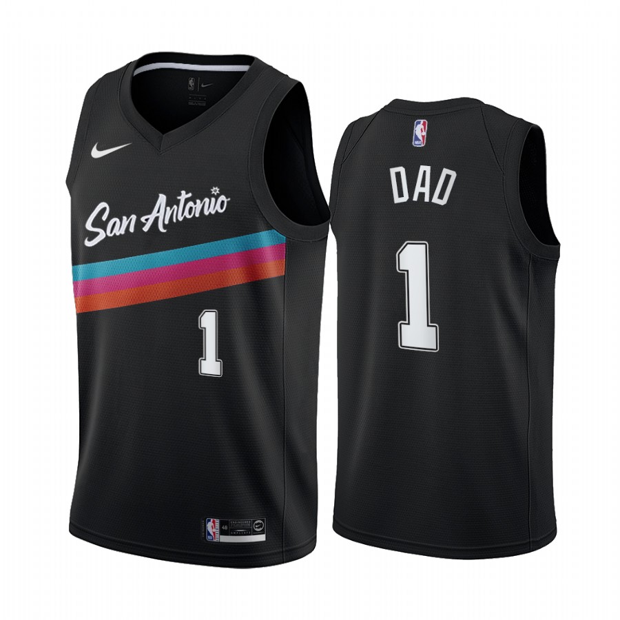 San Antonio Spurs 2021 Fathers Day Black No.1 Dad Jersey