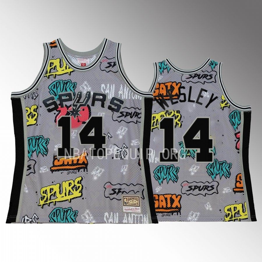 San Antonio Spurs Blake Wesley Grey Slap Sticker Men Jersey HWC Swingman