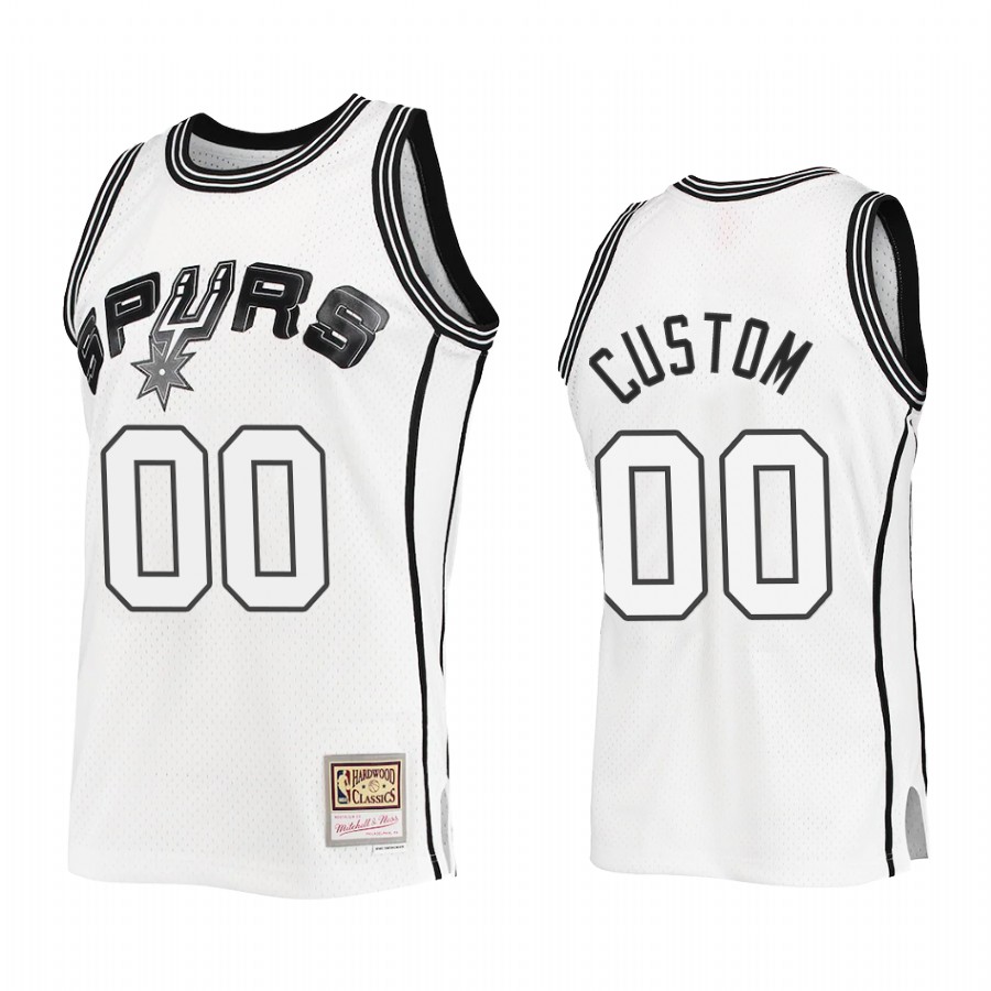 San Antonio Spurs Custom #00 White Outdated Classic Mitchell Ness Jersey