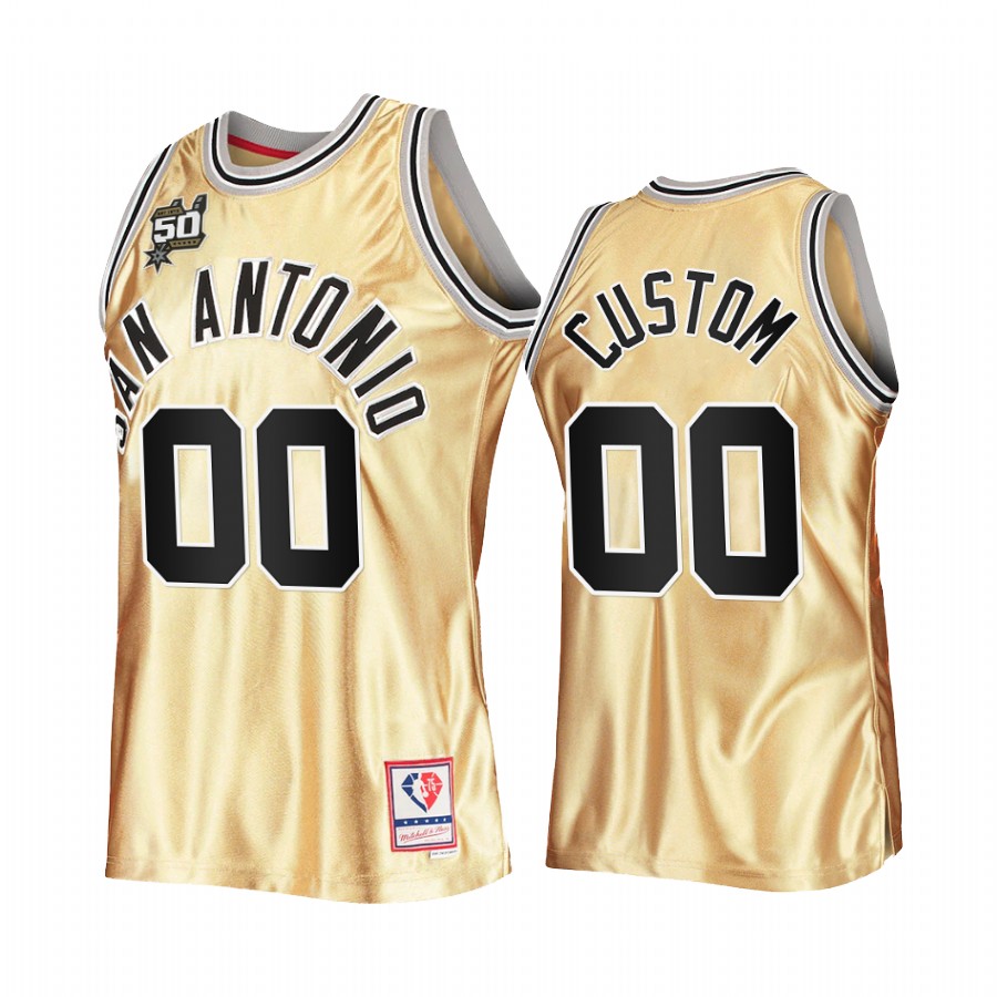 San Antonio Spurs custom Gold 50th Anniversary Men Jersey Hardwood Classics