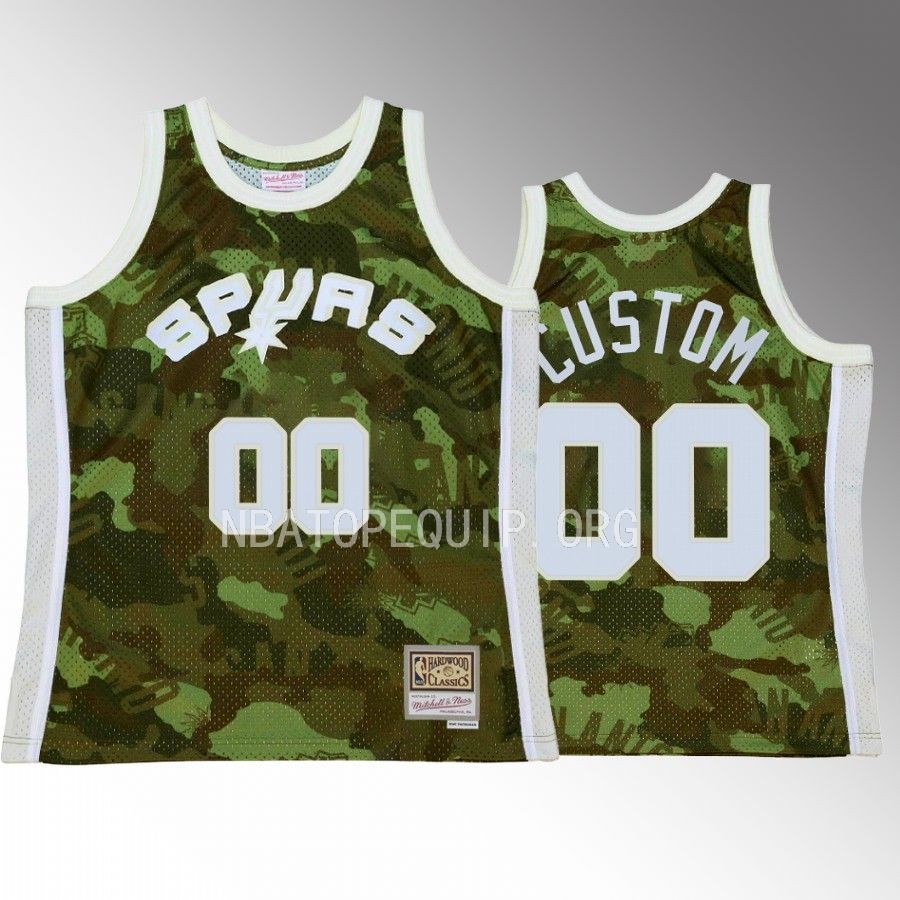 San Antonio Spurs custom Green Ghost Camo Men Jersey Hardwood Classics