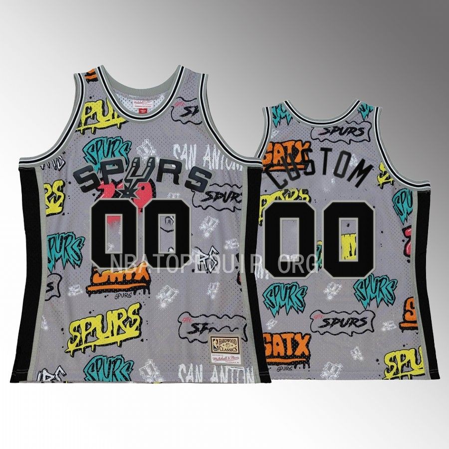 San Antonio Spurs custom Grey Slap Sticker Men Jersey HWC Swingman